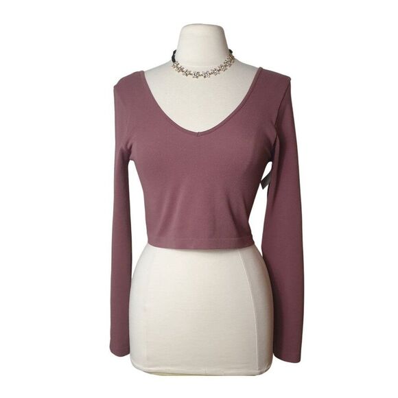 Aeropostale Women's Convertible Crop Top XL Mauve V-Neck Seamless 3 Way Design - Picture 1 of 6